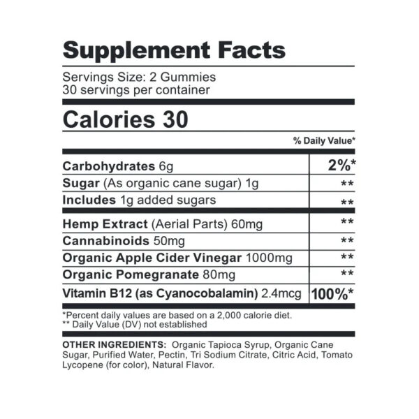 CBD FX Gummies Apple Cider Vinegar Supplement Facts