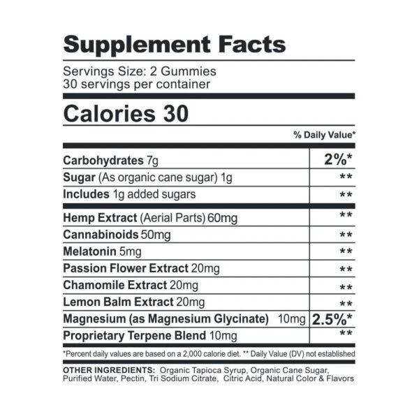 CBD FX Gummies Melatonin 1500mg Supplement Facts
