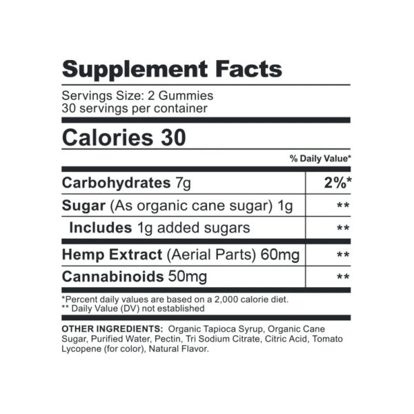CBD FX Gummies Mixed Berries 1500mg Supplement Facts